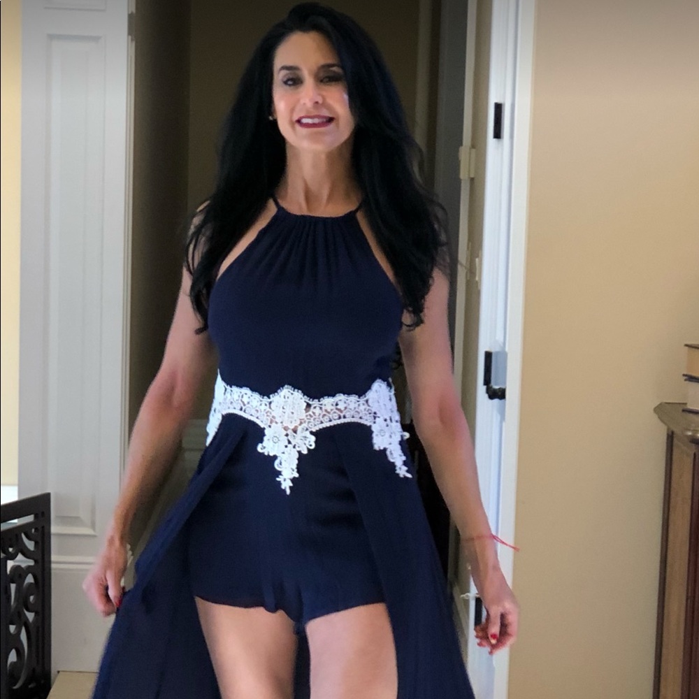Sexy Skort High Low Dress, Size S, Navy Blue